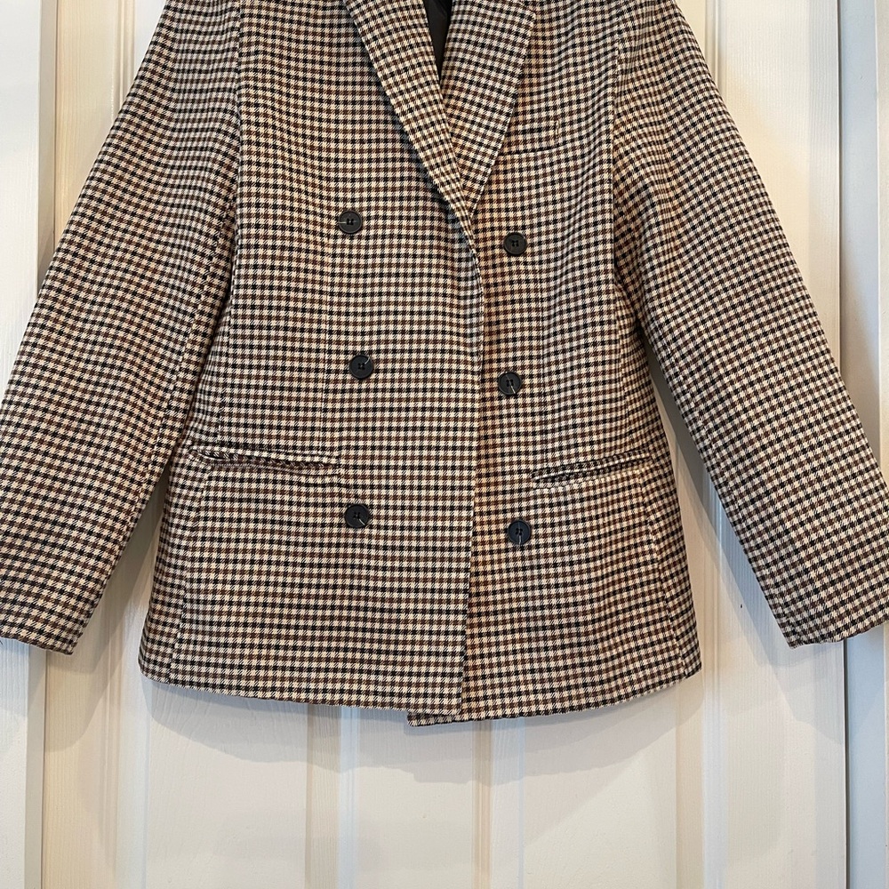 NWOT Classic Houndstooth Double-Breasted Jacket